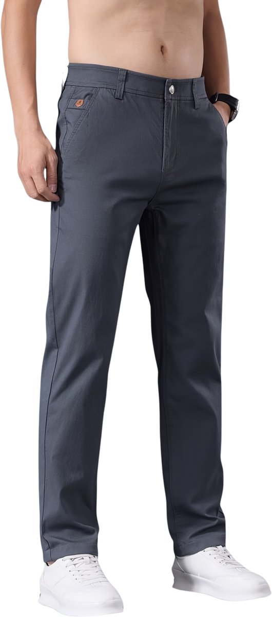 Currero Pantalon Heren Chino Regular Fit Golfbroek Nette Broek Met Elastische Tailleband Volwassenen Donkergrijs XXXS