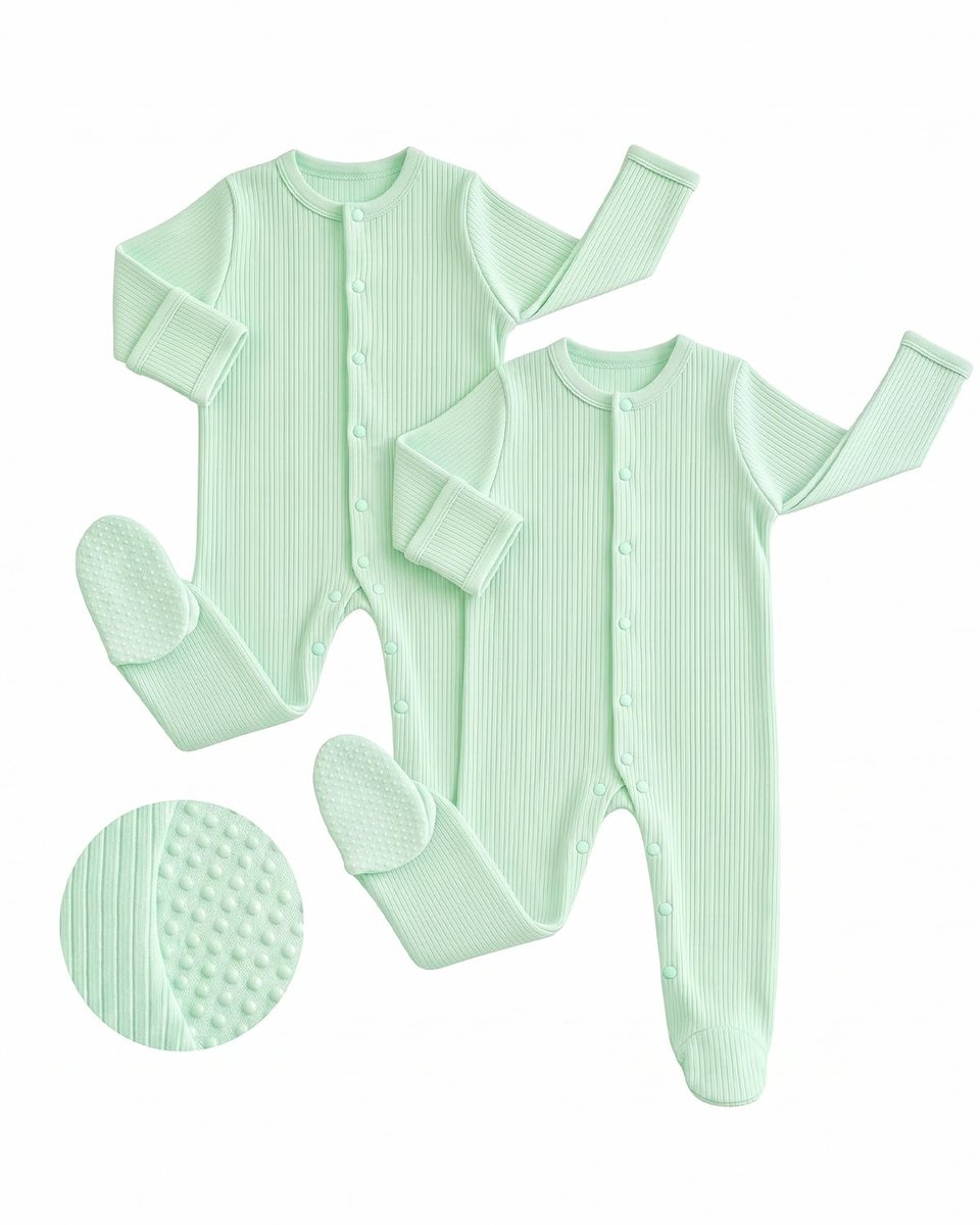 SnelShoppen - JiAmy Babyromper set van 3, katoen, lange mouwen, overall met voeten, jumpsuit voor pasgeborenen jongens en meisjes, 0-12 maanden, 0-3 m