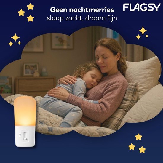 Nachtlampje Stopcontact 2 stuks - Flagsy - Dimbaar met Schemersensor - Dag en Nacht Sensor - LED - Geschikt voor Baby- en Kinderkamer - Wit van Flagsy — afbeelding 4