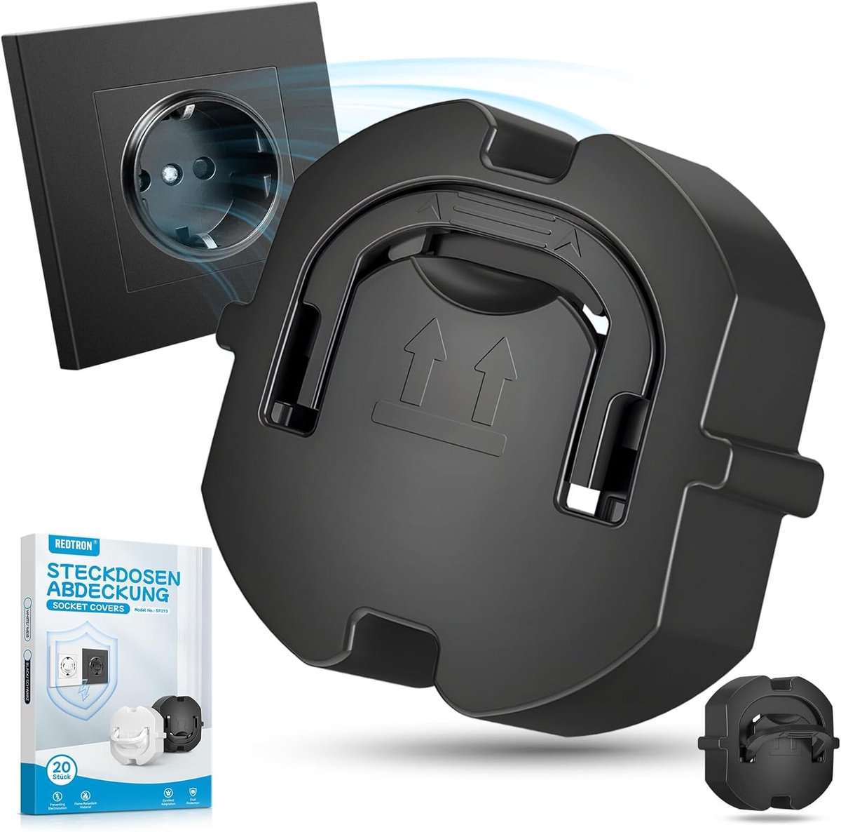 SnelShoppen - Socket Cover voor Kinderen - 20 Stuks Kindveiligheid Socket Caps - Zwart M - Bescherming Tegen Elektriciteit - Ideaal voor Thuisgebruik