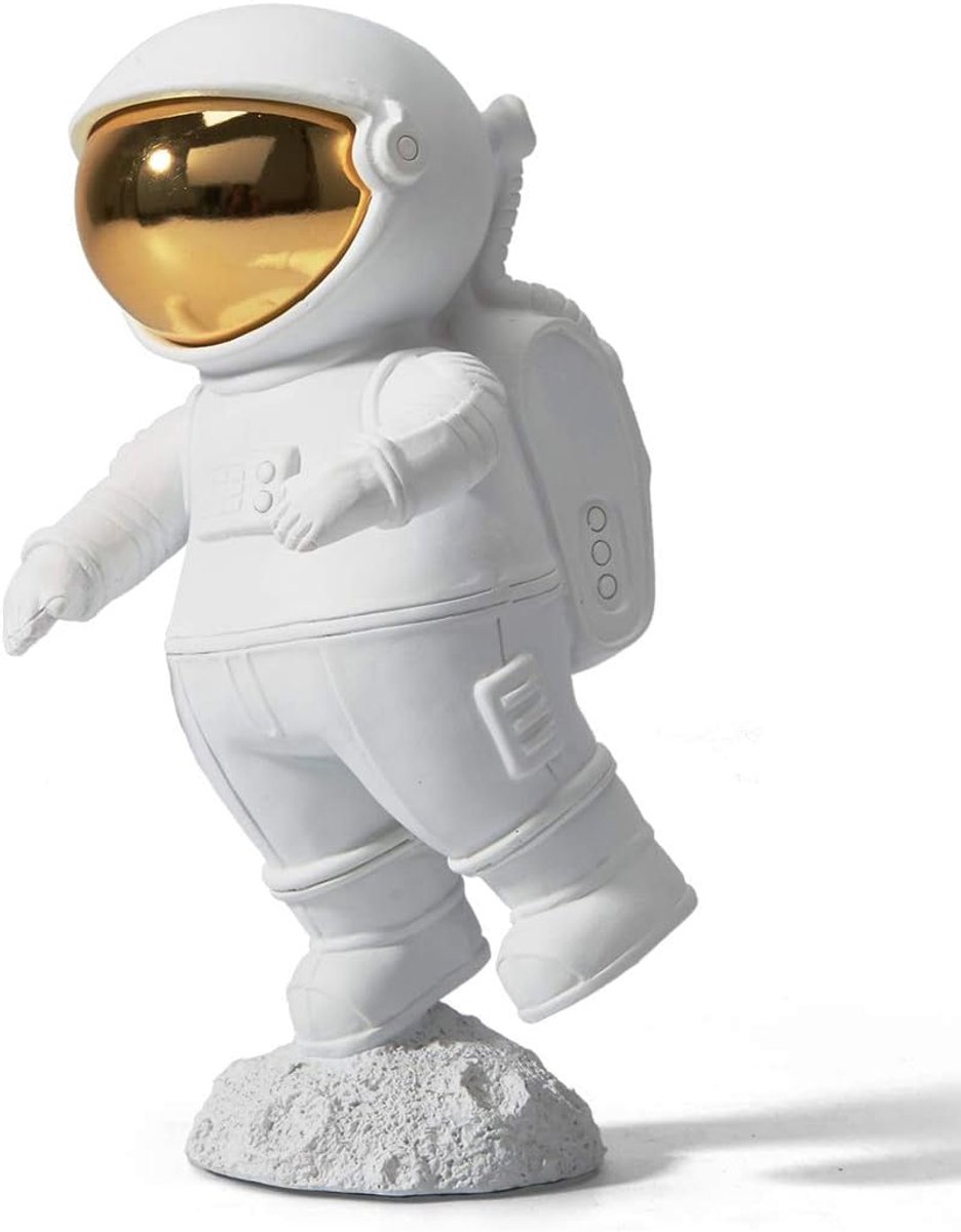 SnelShoppen - Amoy-Art Astronaut Sculpture Figurine Spaceman Arts Statue Polyresin Decor 19cm voor Kinderen en Volwassenen