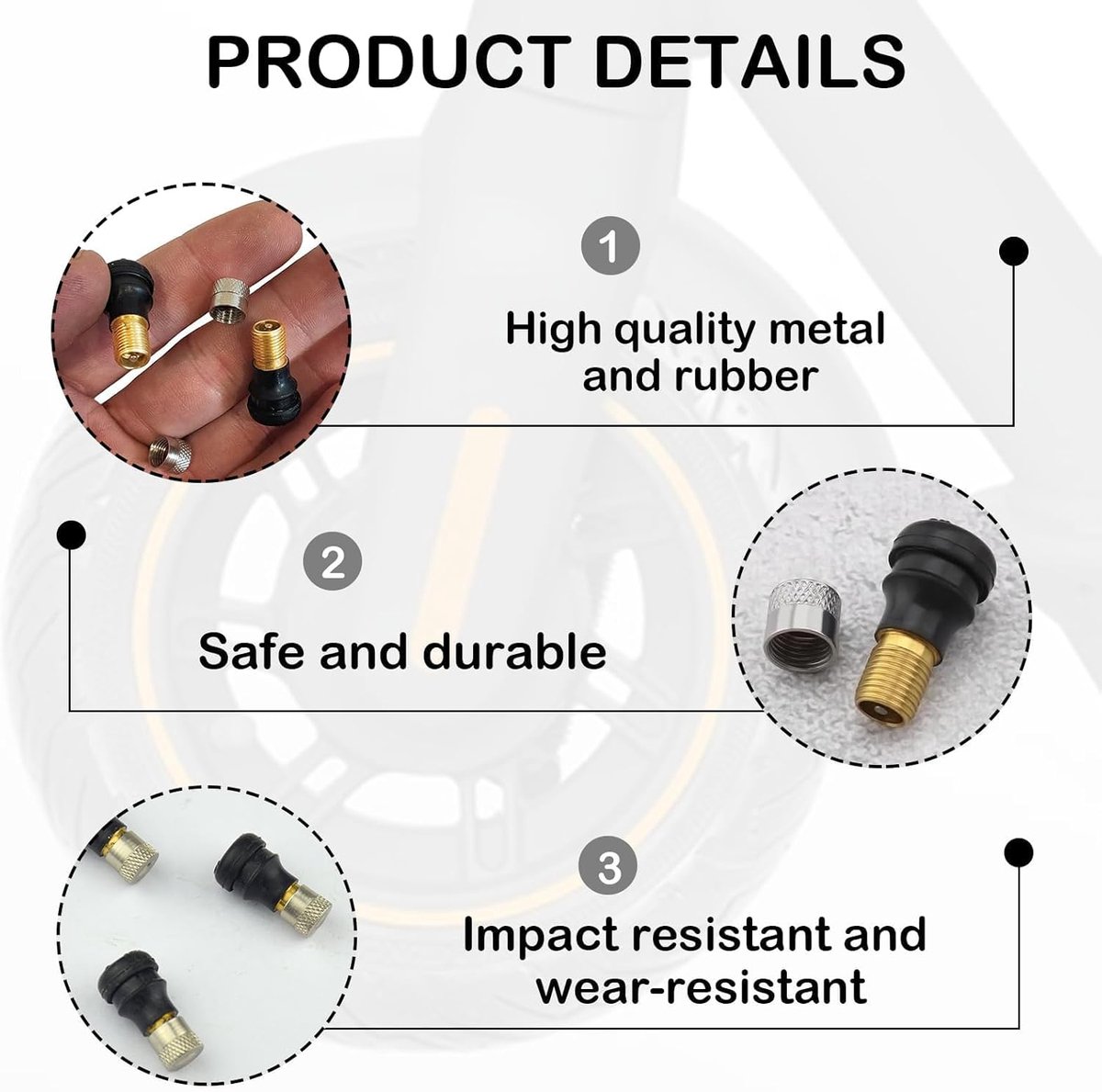SnelShoppen - Pack van 2 Air Valve voor Scooter Vacuum Tyres M365 PRO 2/Ninebot Max G30 - Hoogwaardige Koperen Ventielen met Rubber Bumper voor Optima