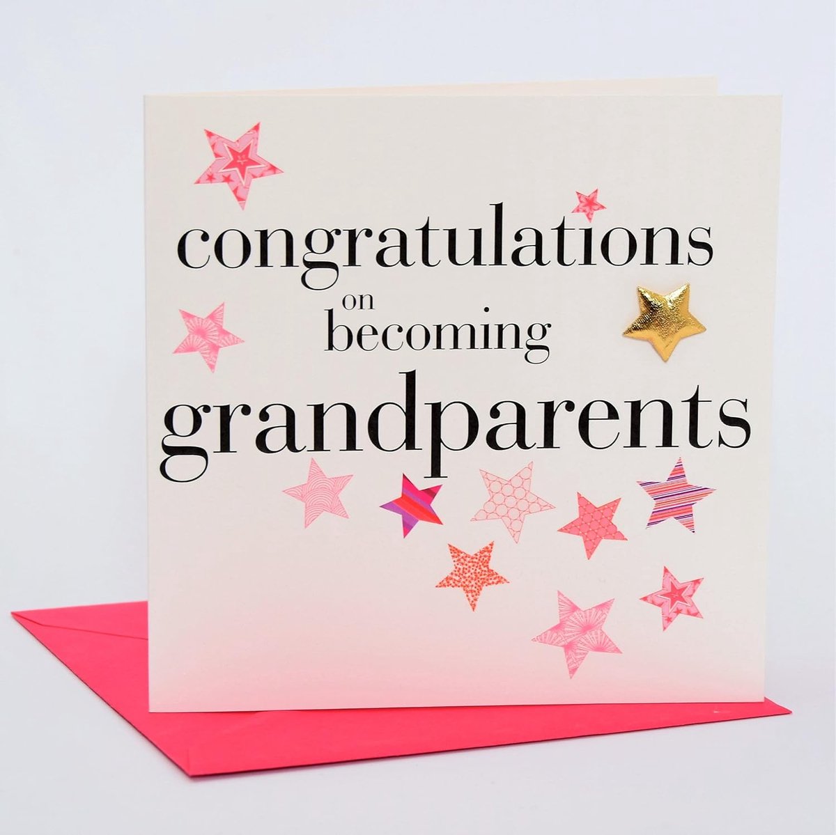 SnelShoppen - Hartverwarmende Wenskaart voor Grootouders - Roze, Leeg van Binnen, Met Gouden Ster - Perfect voor Felicitaties en Bijzondere Gelegenhed