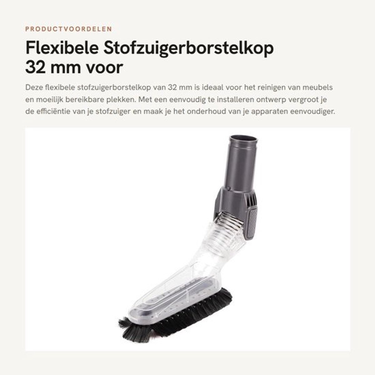 Stofzuigerborstelkop 32 mm - Flexibele/Zachte Stofzuigerkop - Buigbare Hoek - Vervangend Onderdeel - Duurzaam ABS - Eenvoudig te Installeren
