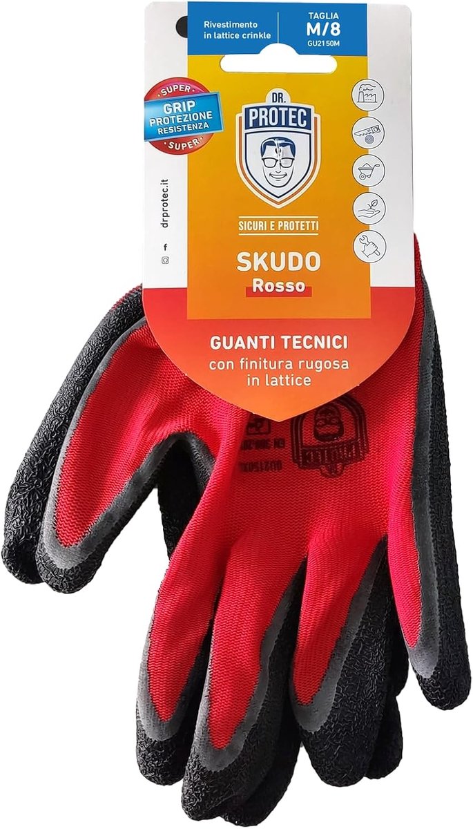 SnelShoppen - Multifunctionele Beschermhandschoenen M, Rood, Herbruikbaar, Polyester, Uitstekende Grip, Ventileerbare Rug, Anatomisch Ontwerp, Ideaal
