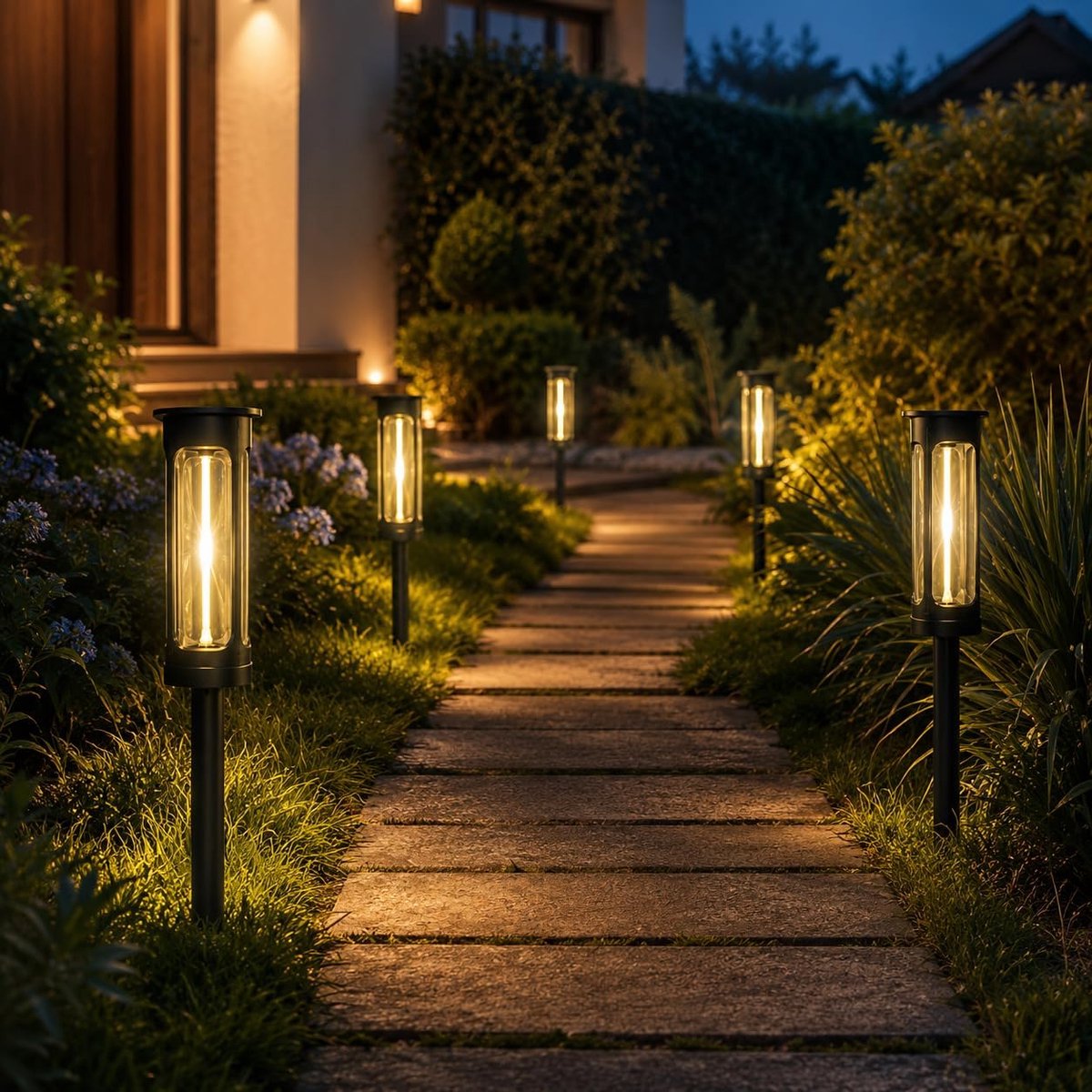 SnelShoppen - 4x Solar Tuinverlichting LED Warm Wit Waterdicht - Decoratieve Zonne Lichten voor Tuin, Patio, Yard - Innovatieve Filament Technologie v