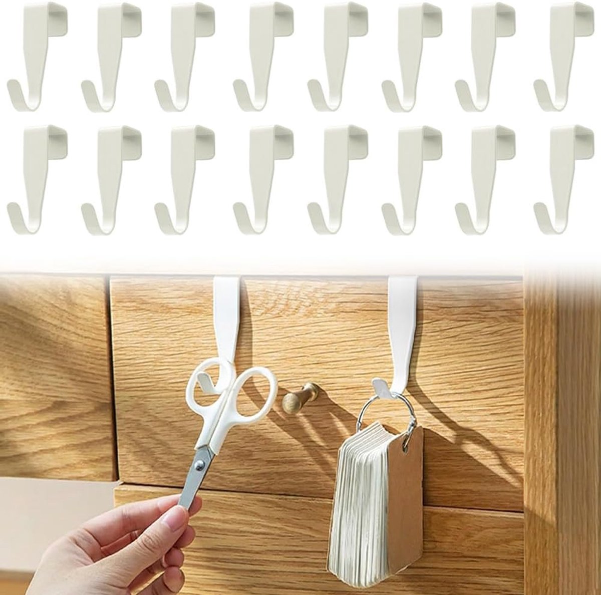 SnelShoppen - 16 Stuks RVS Deurhaken voor Ophangen, Stijlvolle Witte Wandhaken, Ideaal voor Kastdeuren, Kamers, en Buiten - Perfecte Oplossing voor Or