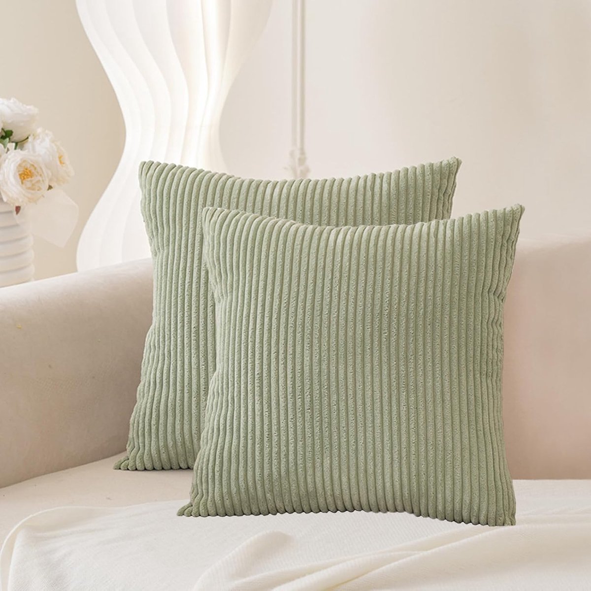 SnelShoppen - Groene Kussenhoes 45x45 cm Corduroy - Sofa Decoratie voor Woonkamer, Slaapkamer en Tuin - Ademend en Comfortabel - Perfect voor Feesten