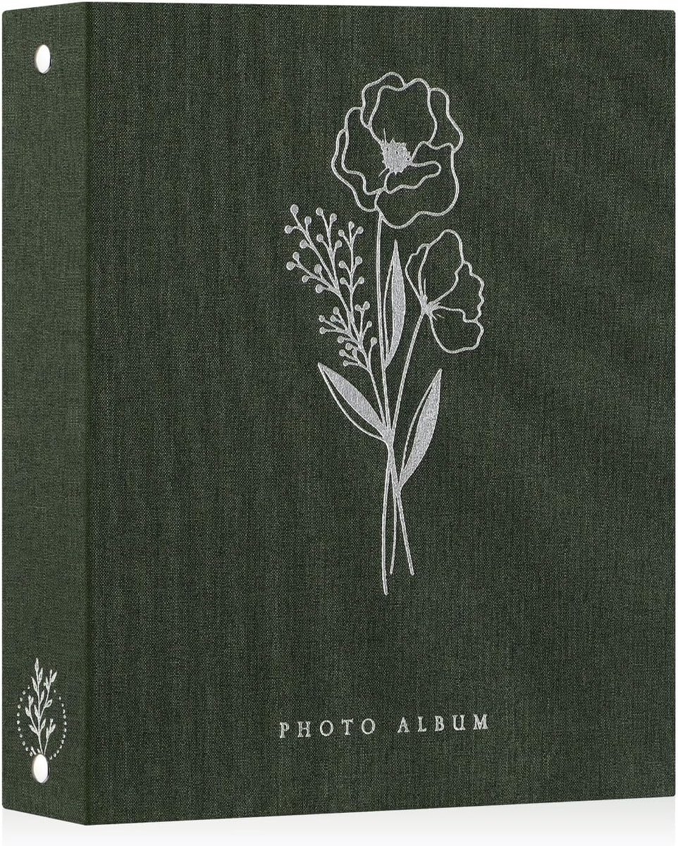 SnelShoppen - Fotoalbum A4 100 Foto's, Linnen Cover, Zuurvrij, Pocket Foto Boek, Geschikt voor 100 Portretten, Groene Kleur, 21x30cm