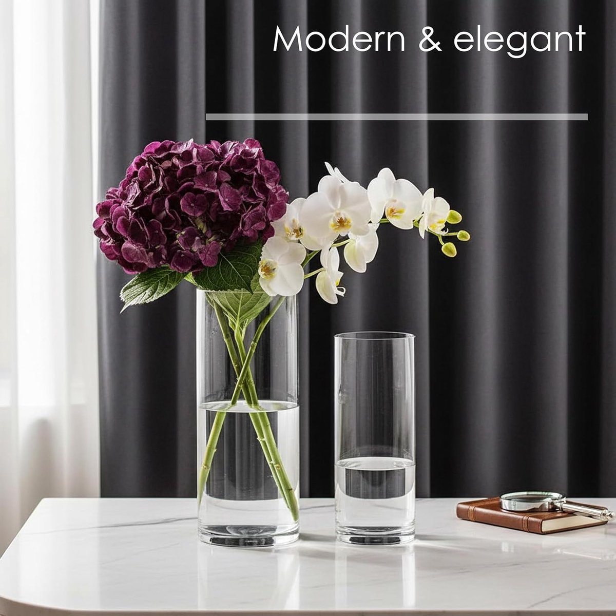 SnelShoppen - Set van 3 Glazen Cilinder Vazen - Borosilicaatglas Vazen voor Tafelversiering, Bloemen en Kaarsen - Moderne Transparante Lanterns voor F