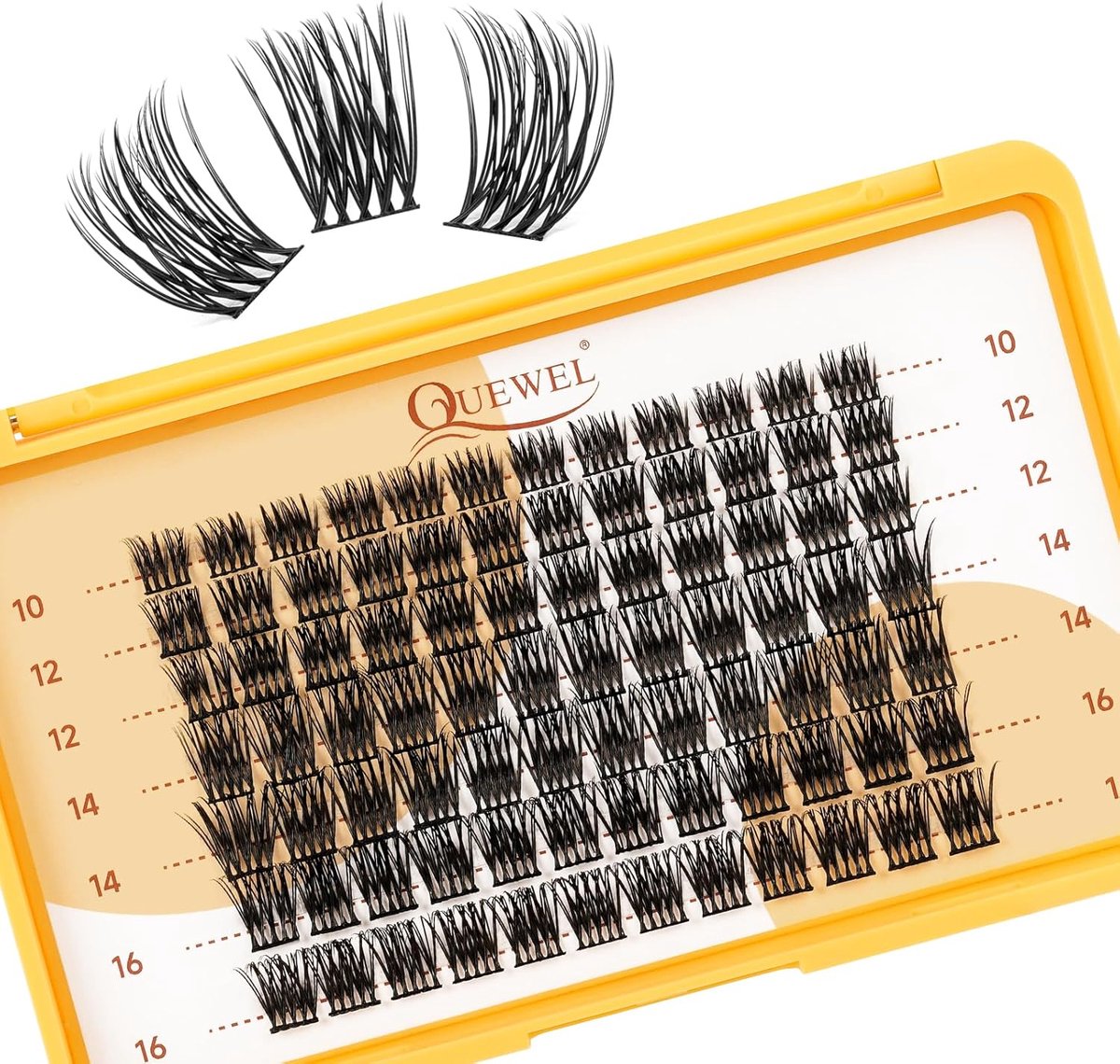 SnelShoppen - Eyelash Clusters Mix 10-16 mm, 84 Stuks, D-Curl, Lichtgewicht, DIY Wimperextensions voor Beginners, Luxe Gele Doos, Ideaal voor Feest en