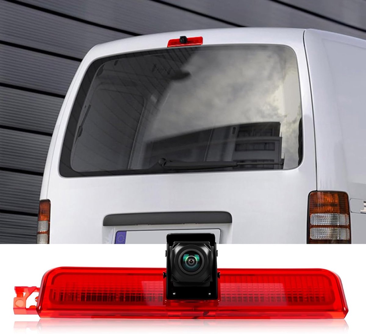 SnelShoppen - SIXWIN 720P Achteruitrijcamera met Remlicht voor VW Caddy 2003-2015, 140° Groothoek, IP67 Waterdicht, Nachtzicht voor Veilig Achteruitri
