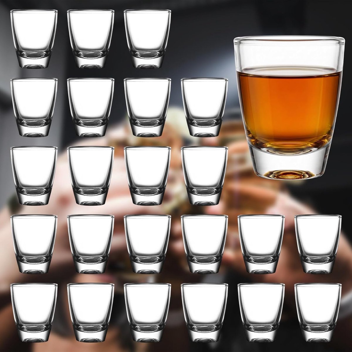 SnelShoppen - 24 Stuks Shotglazen Duidelijk Glas, Dikke Bodem, 35ml, Vaatwasmachine Bestendig, Voor Feesten, Thuisbar, Whiskey, Tequila, Cocktails