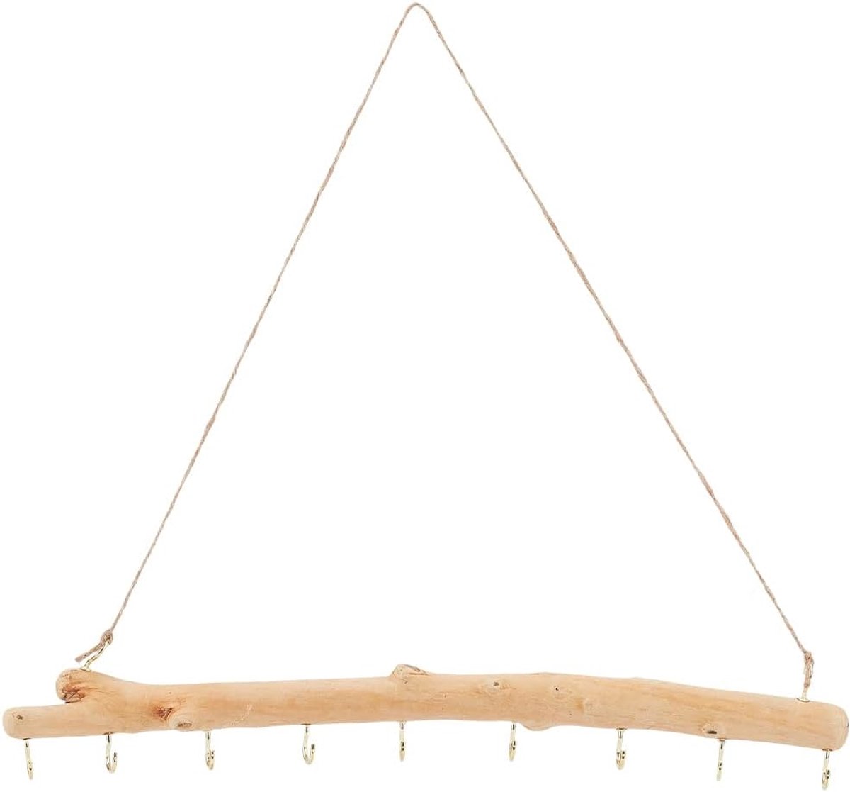 SnelShoppen - 9 Haakjes Wandbeugel Hanger voor Sieraden - Natuurlijke Houten Vintage Driftwood met Touw - Perfect voor Kettingen, Sleutels, Drogen Blo