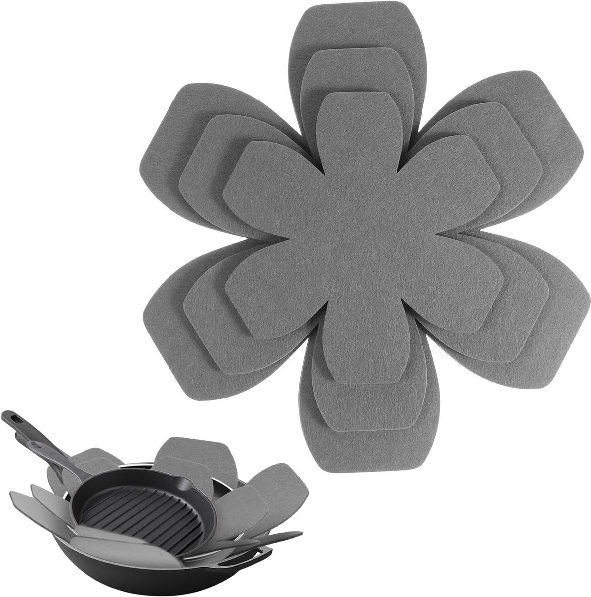 Pannenbeschermers set van 6, vilt, antislip, stapelbescherming en krassenbescherming in 3 maten (15/20/25 cm)