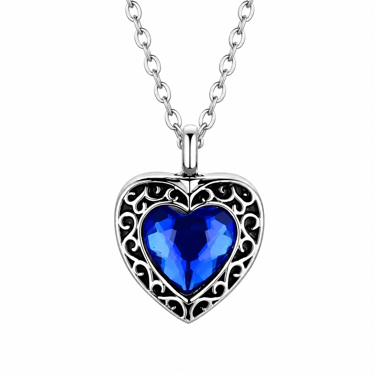 Ashanger Blauw Hart | Luxe Ashanger Hart | Gedenksieraad | Herdenkingssieraad Blauw Fonkelend Hart | Ashanger inclusief ketting