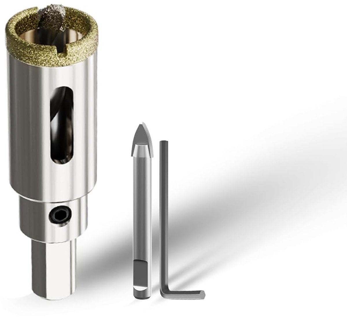 SnelShoppen - 20 mm Glas Boor Bit, Gatenzaag met 2 x Centering Boor, Tegelboor voor Glas, Tegels, Keramiek, Marmer en Kalksteen - Hoogwaardige Diamant