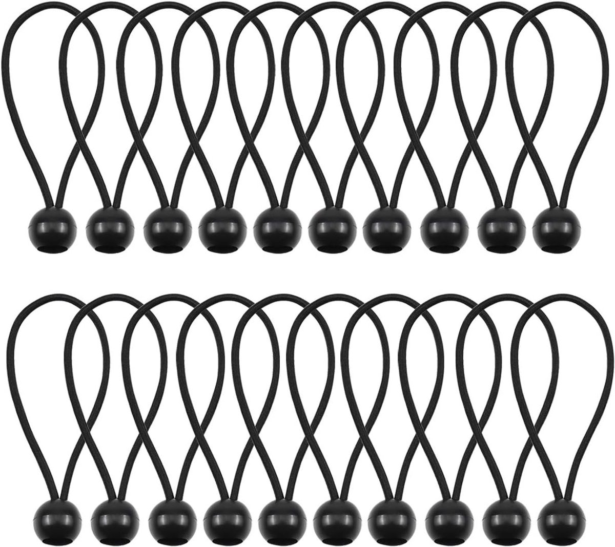 SnelShoppen - Bungee Cords 20 Stuks Elastische Touwen Zwart Voor Tent Camping Huishoudelijke Items Sterk en Duurzaam