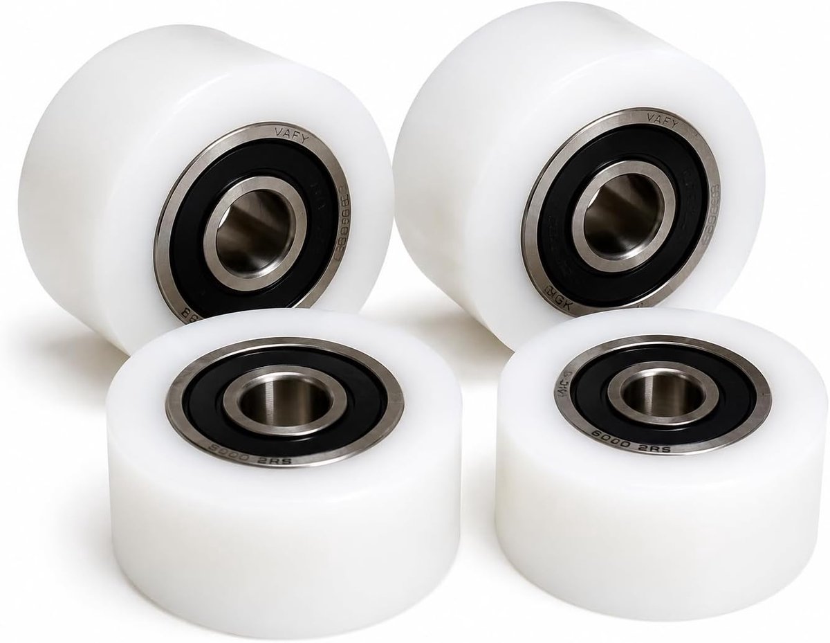 SnelShoppen - Nylon Polyamide Wielen 40 mm - 4 Stuks - Zelf-Lubricerend - Geluiddemping - Hoog Impactbestendig - Voor Gidsen en Glijdende Deuren
