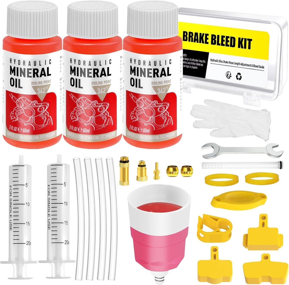 SnelShoppen - Air Vent Kit voor Hydraulische Schijfremmen, Brake Vent Kit met 180ml Mineraalolie, Geschikt voor Deore, XT, XTR, Saint en Meer, Complee