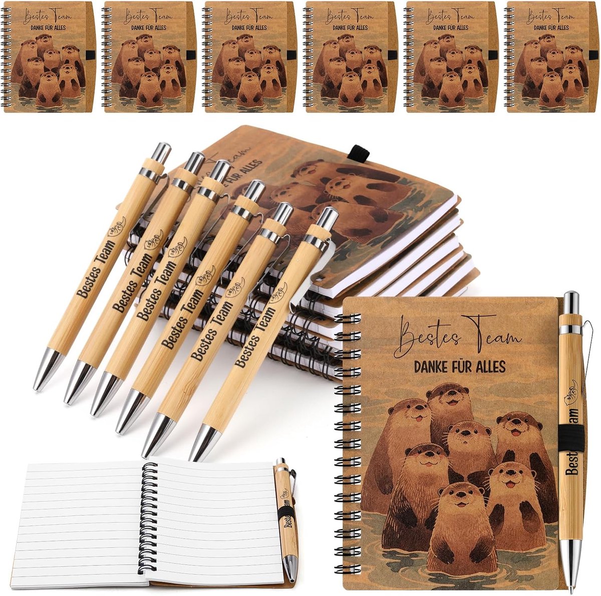 SnelShoppen - Sinmoe A6 Notitieboek Set met Pen - 6 Stuks - Kraft Papier - Perfecte Team Geschenk voor Collega's, Medewerkers en Studenten - Kerst & B