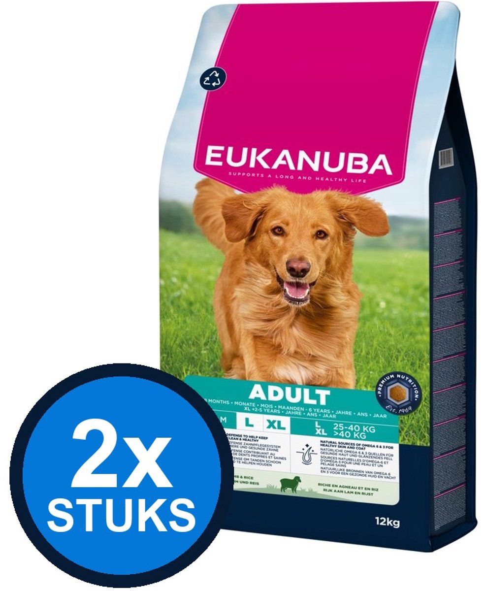 2x Eukanuba - Life Care dog adult large lamb&rice 12kg