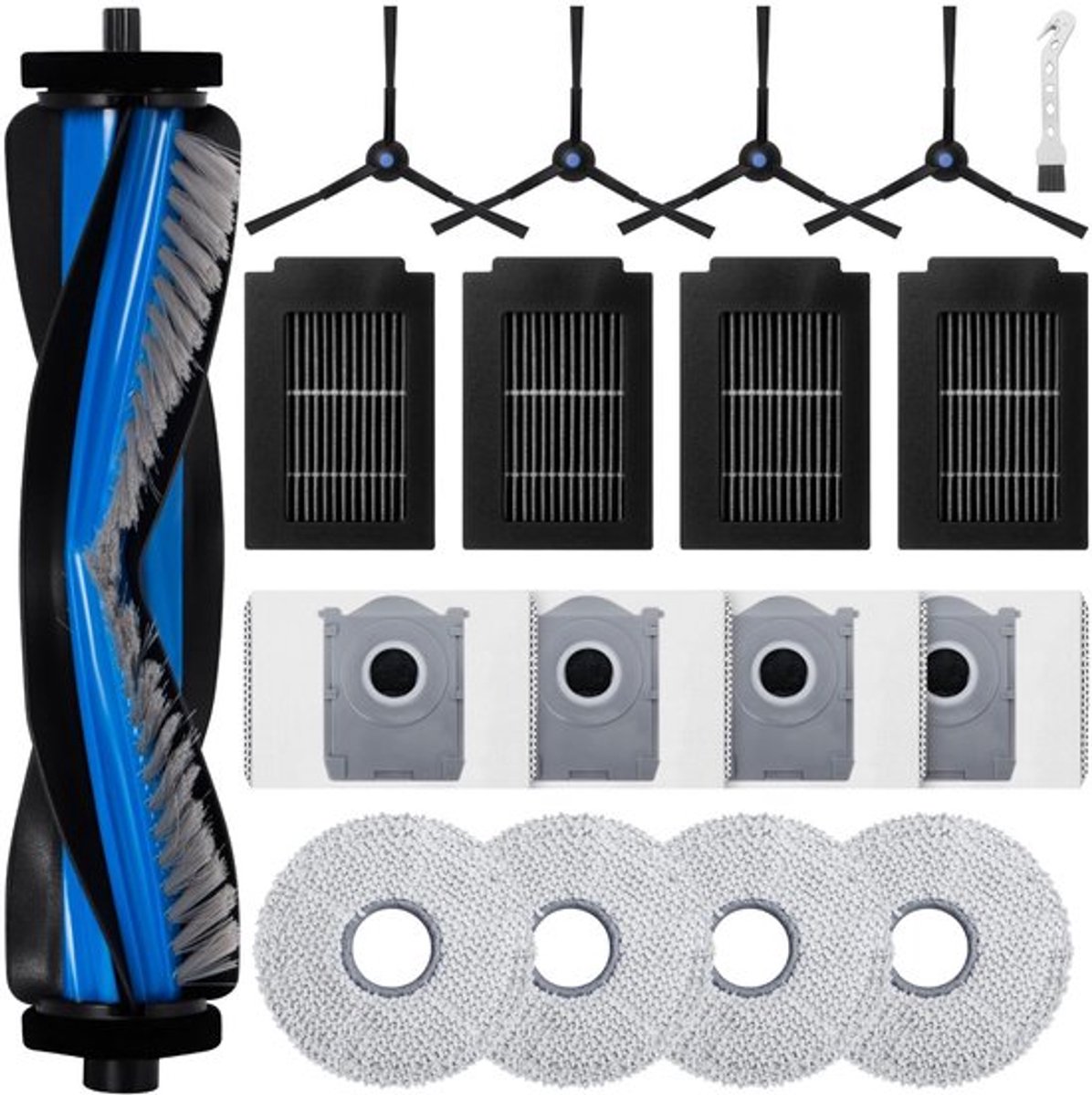 Accessoireset voor Ecovacs Deebot T50 Max Pro Omni - 1 Rolborstel - 4 Filters - 4 Stofzakken - 4 Dweilpads - 4 Zijborstels - Robotstofzuigeraccessoires