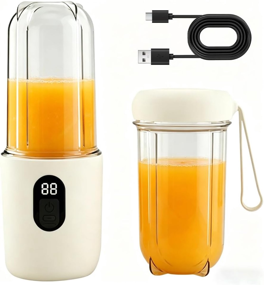 SnelShoppen - Portable Mixer 500ml Blender Smoothie Maker met Vervangbeker, USB Oplaadbare Mini Blender voor Milkshakes, Sapjes, Smoothies, 16 Snijbla