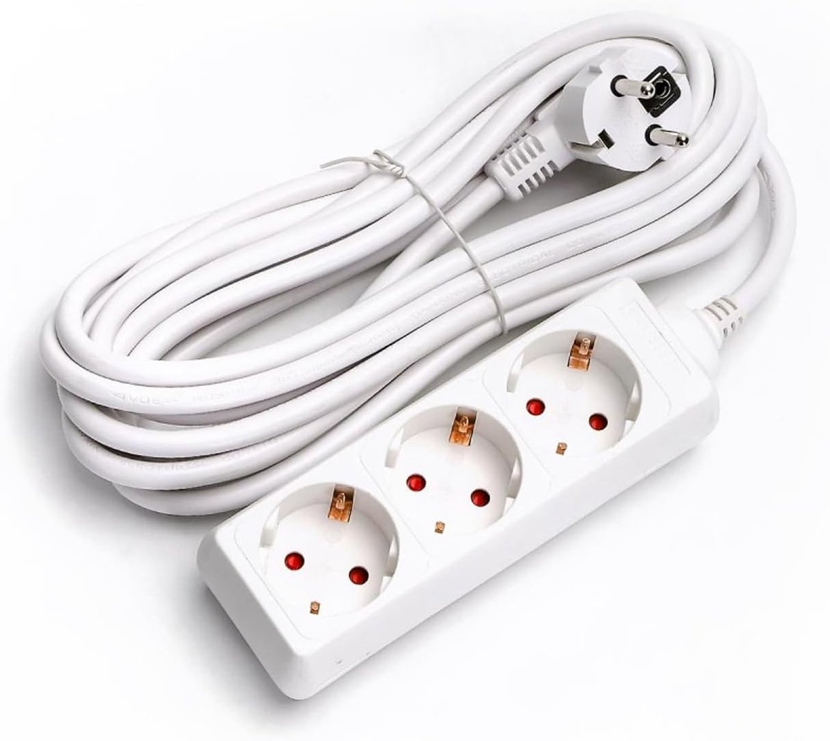 SnelShoppen - 3-voudige Stekkerdoos zonder Schakelaar - 5 m - 3G 1,5 mm² Wit - Perfect voor Thuis, Tuin, Camping en Keuken