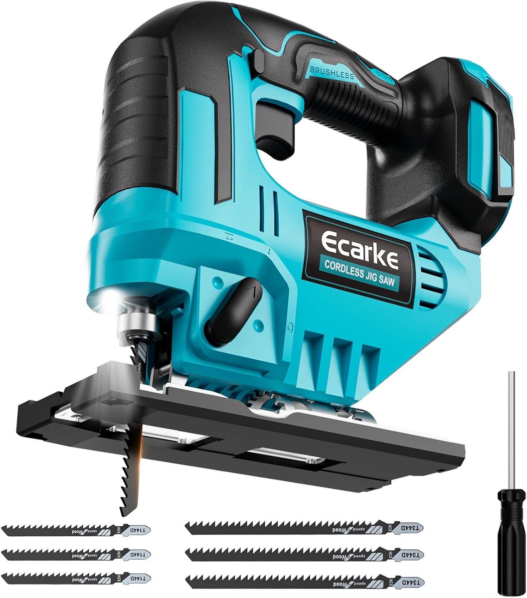 SnelShoppen - Draadloze Decoupeerzaag 750 W met Brushless Motor, 6 Zaagbladen en Snelle Bevestiging - Voor Hout, Metaal, Kunststof en Multiplex