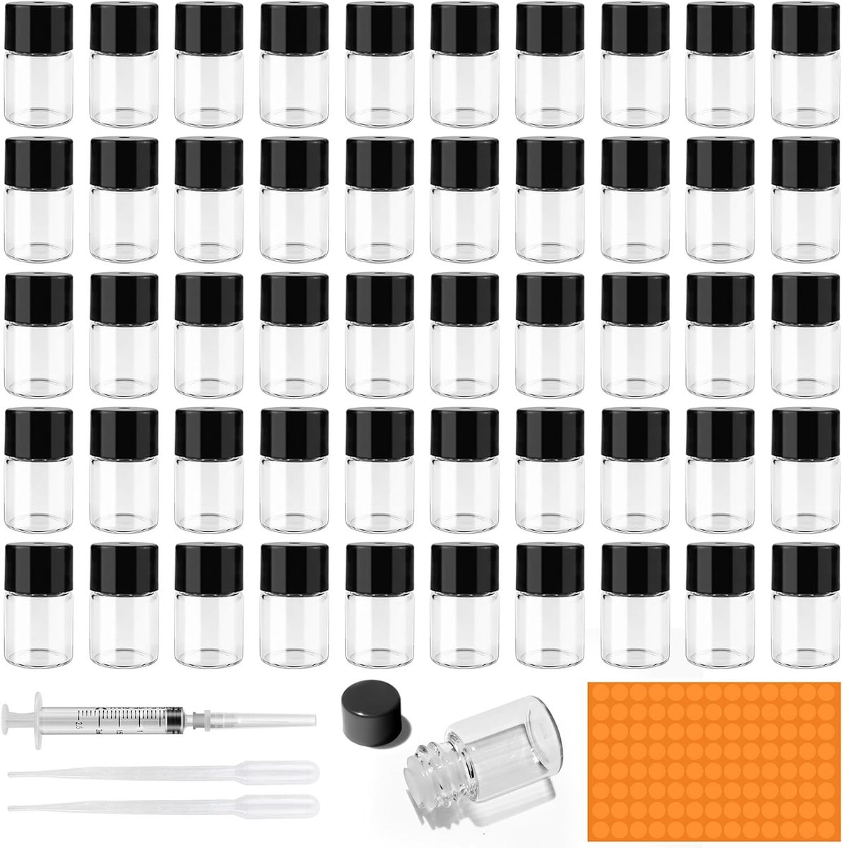 SnelShoppen - 50 Stuks 2ml Lege Transparante Glazen Flessen met Pipet, Mini Essentiële Olie Flacons, Ideaal voor Aromatherapie, Spa Massage en DIY Pro