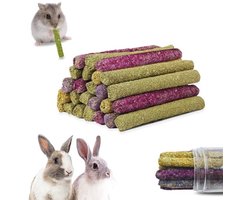 Kauwspeelgoed 43 Stuks - Timothy Hooi Sticks - Traktaties voor Konijnen/Cavia's - Vezelrijk en Eiwitarm - Bloemgras-Stokjes - Gezond voor Spijsvertering - Dierenvoer