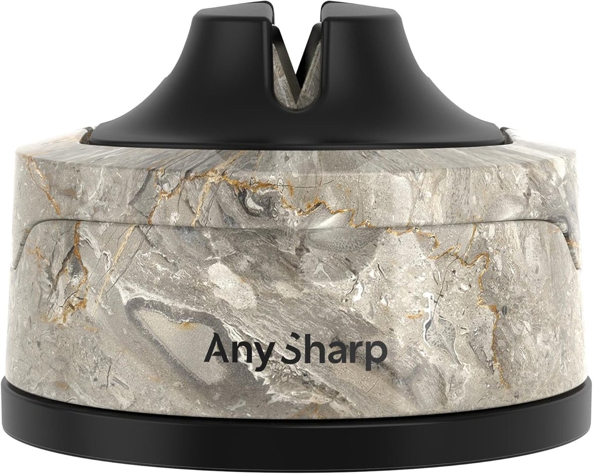 SnelShoppen - AnySharp Evo Messfree Messen Slijper, Veilig Handsfree, PowerGrip Zuigkracht, Voor Alle Keukenmessen, Ideaal voor Hard Staal & Kartel, C