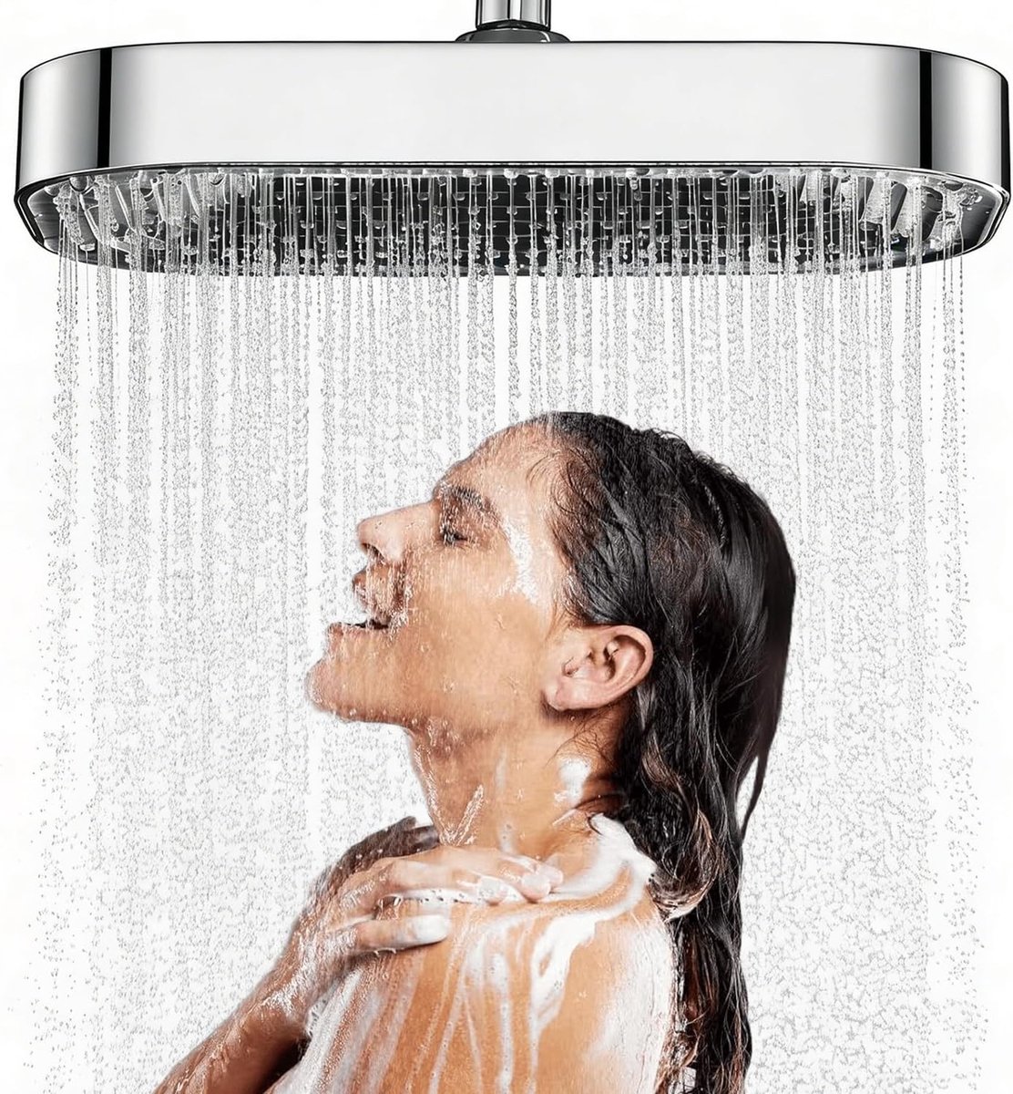 SnelShoppen - Grote Regendouchekop 13 Inch XXL Douchekop met Flexibele Liquid Silicone Sprayers, 360 Graden Verstelbare Bovenliggende Regendouche voor