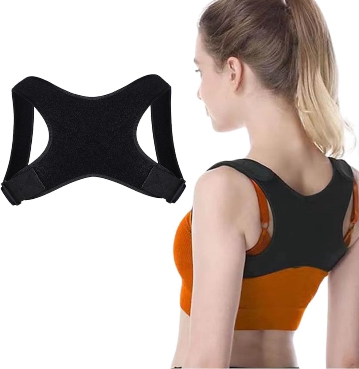 SnelShoppen - Posture Correction Belt - Verstelbare en Ademend Rugsteunband voor Mannen en Vrouwen - Ideaal voor Kantoor, Dagelijks Gebruik en Lichte