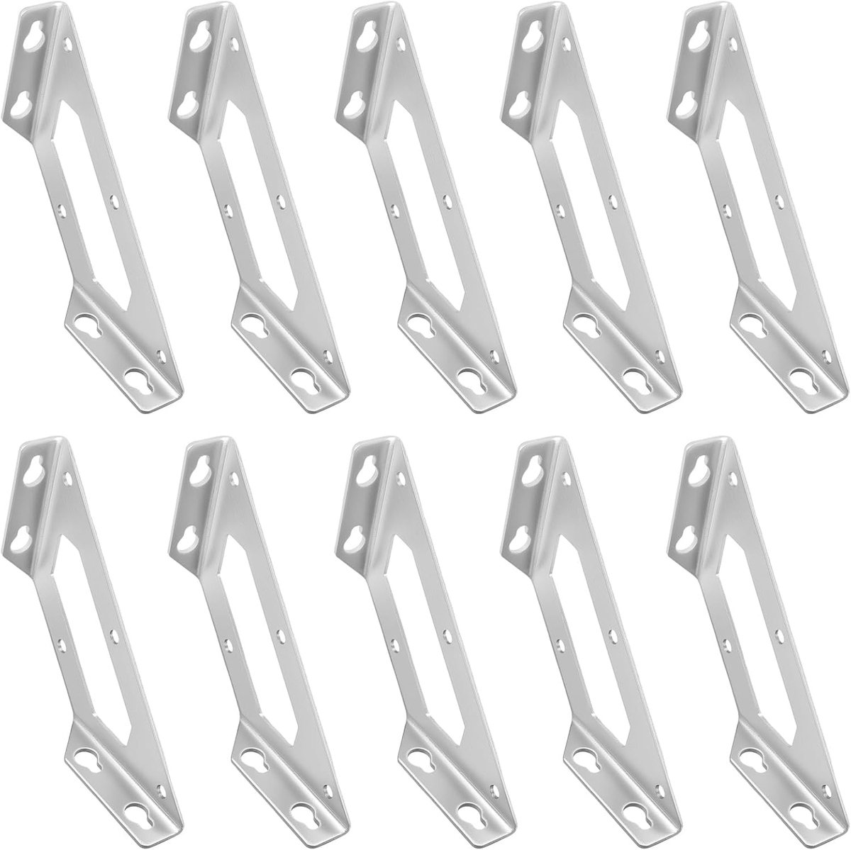 SnelShoppen - 10 Stuks Hoekverbindingen, RVS Meubelbouw Hoeken, Driehoekige Steunen, Metalen Kast- en Tafelhoeken, Stoel Hoekverbindingen, Corrosiebes
