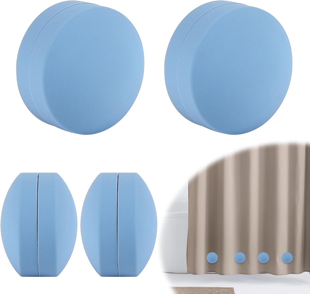 SnelShoppen - Set van 8 Silicone Gordijn Gewichten met Sterke Magneten - 96g/Pair Waterdicht en Roestvrij voor Douchegordijnen, Buiten en Tafelkleed G