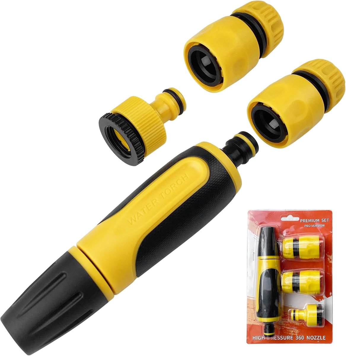SnelShoppen - MeoZynxadril Tuinslang Spuitpistool, Multifunctionele Hoge Druk Water Spray, Snelle Aansluiting, Perfect voor Auto's, Tuin, Dieren en Op