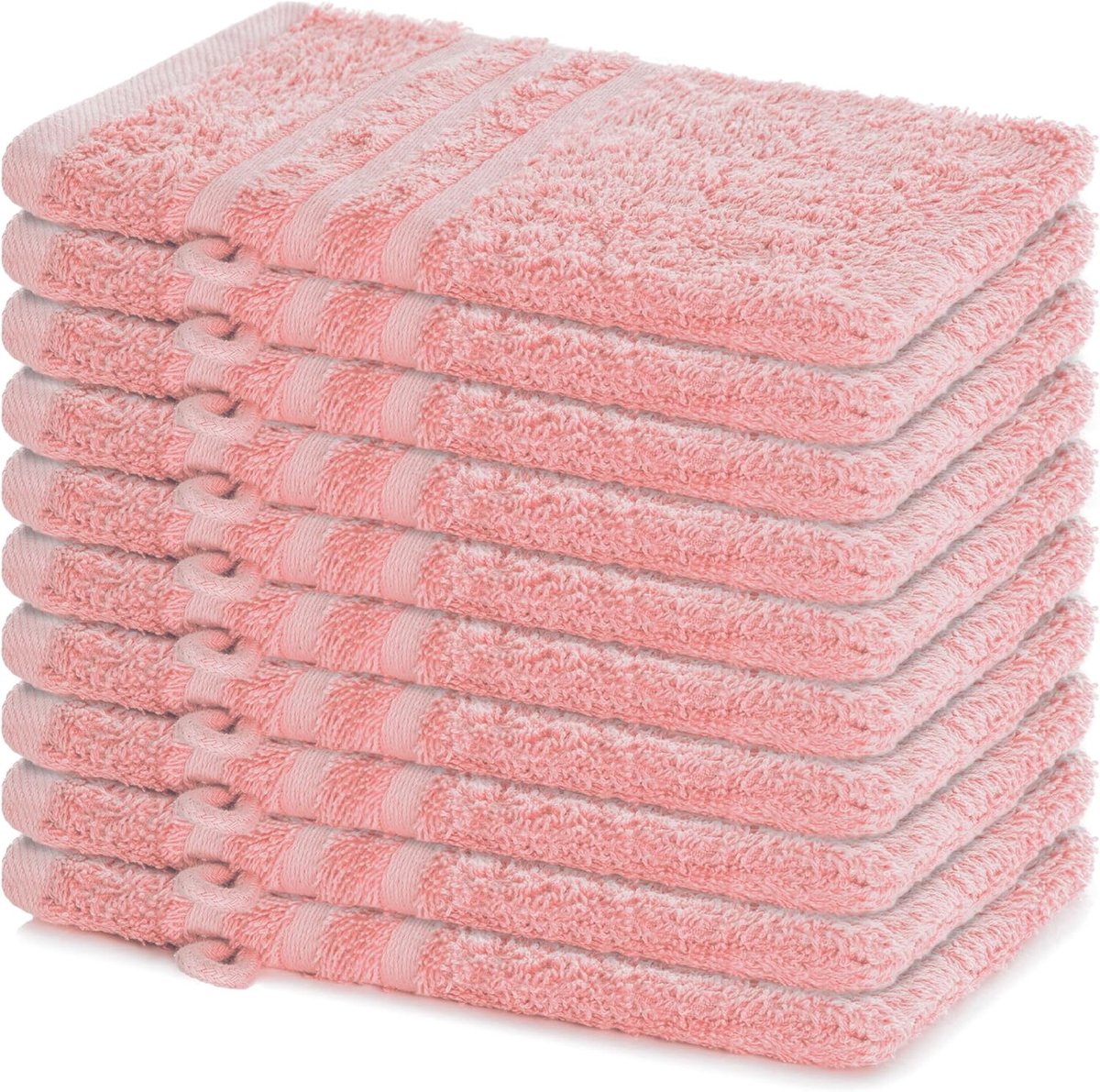 SnelShoppen - Set van 10 Washandjes 15x21 cm - 100% Katoen Terry - Zacht & Absorberend - Perfect voor Thuis, Hotel, Spa en Baby - Pastelroze