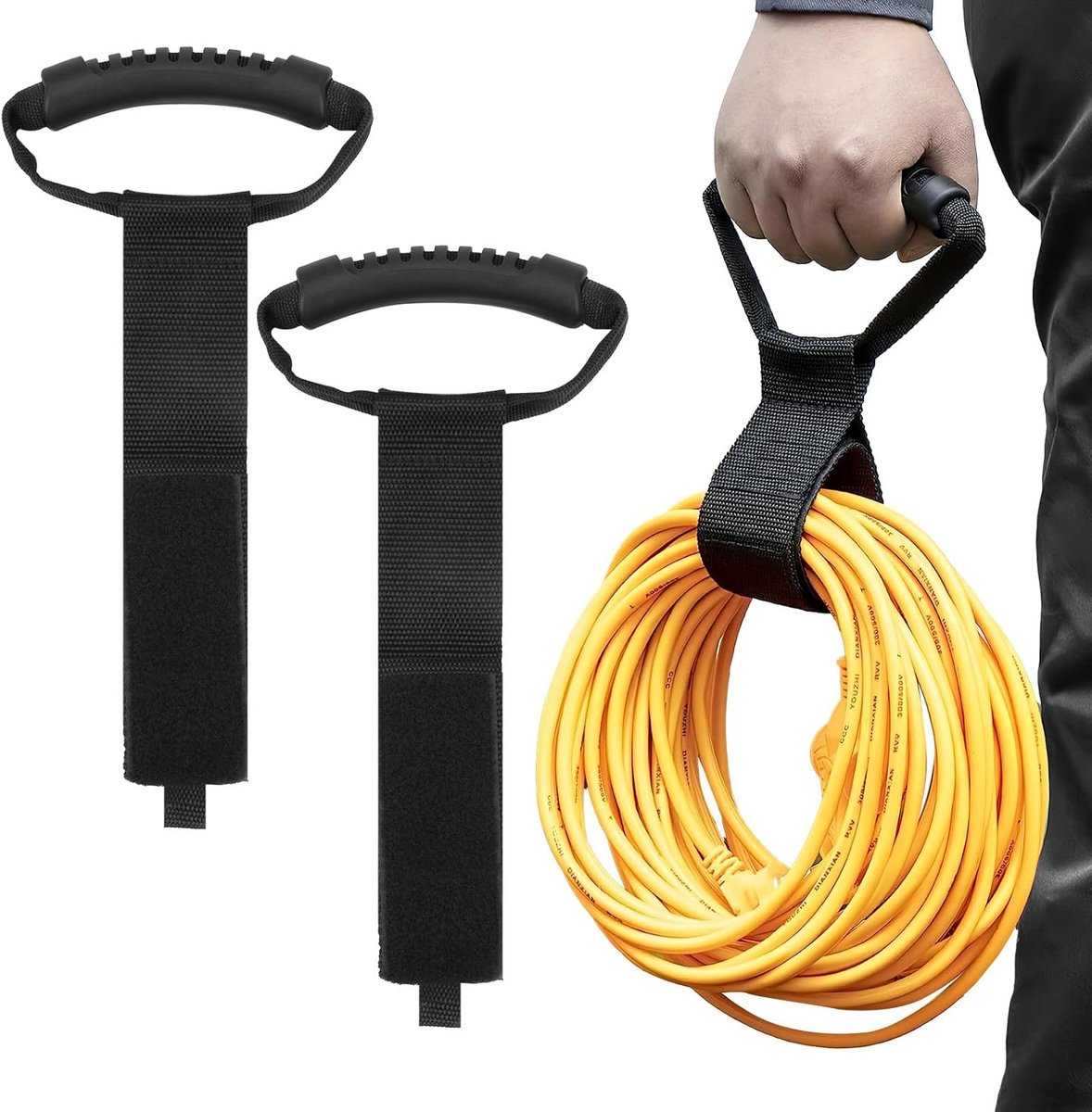 SnelShoppen - 2pcs Kabel en Slang Organizer Set met Draaghandvat en Bevestigingsriemen - Verstelbare Kabelhouder voor Garage - Ideaal voor Thuis en Be