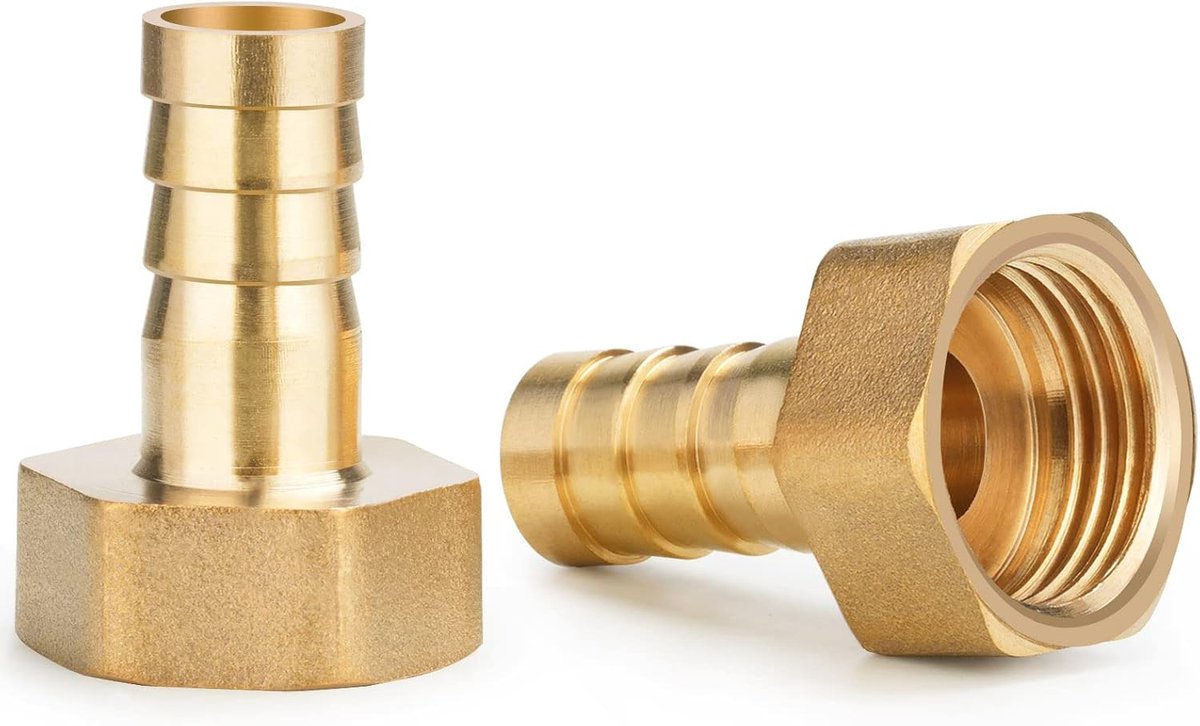 SnelShoppen - 2 Stuks 1/2 Inch Messing Tuinslang Koppeling 12mm Tuinslang Aansluiting Vrouwelijk Draad Slangkoppeling voor Tuin, Sanitair