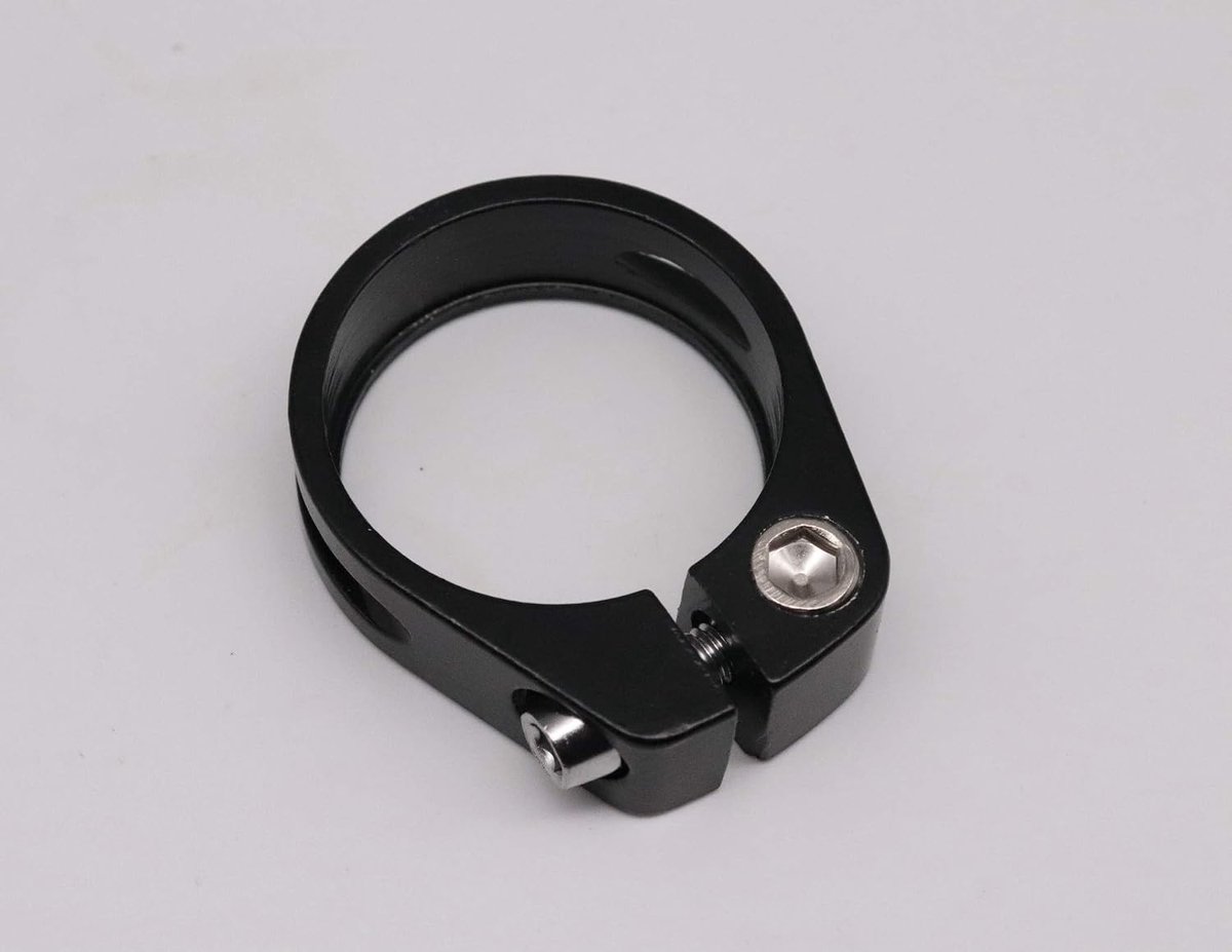 SnelShoppen - Aluminum Fietszadel Klem Schroef 34.9mm - Ultra Licht Gewicht, Zwart, Ideaal voor Prestatiegerichte Fietsers, Sterk en Duurzaam