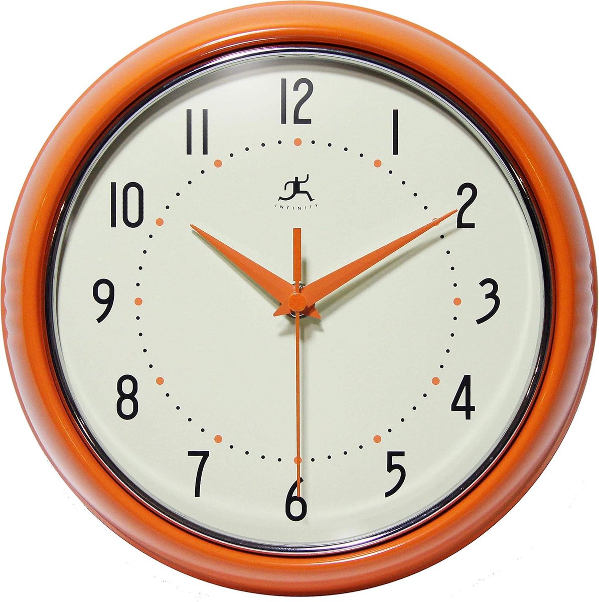 SnelShoppen - Retro 9 Inch Wandklok - Stille Quartz Beweging - Mid Century Modern Keuken Klok - Aluminium Frame - Decoratief Oranje - Ideaal voor Eetk