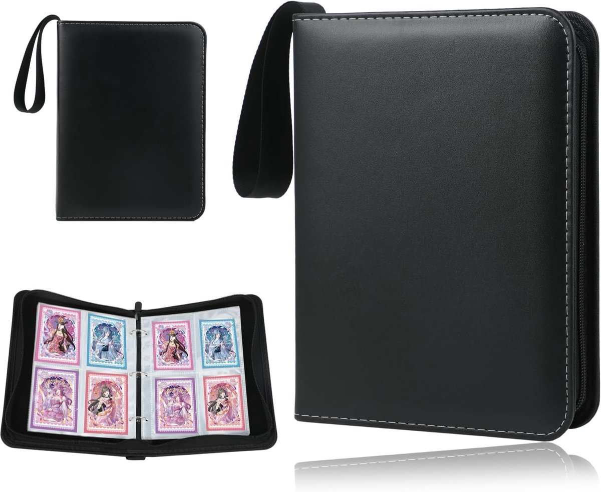 SnelShoppen - 400 Kaarten Verzamelalbum - 50 Pagina's PU Leer - Draagbaar Kaartenalbum voor Kinderen - Handelskaarten Album Folder - Verzamelboek Cade