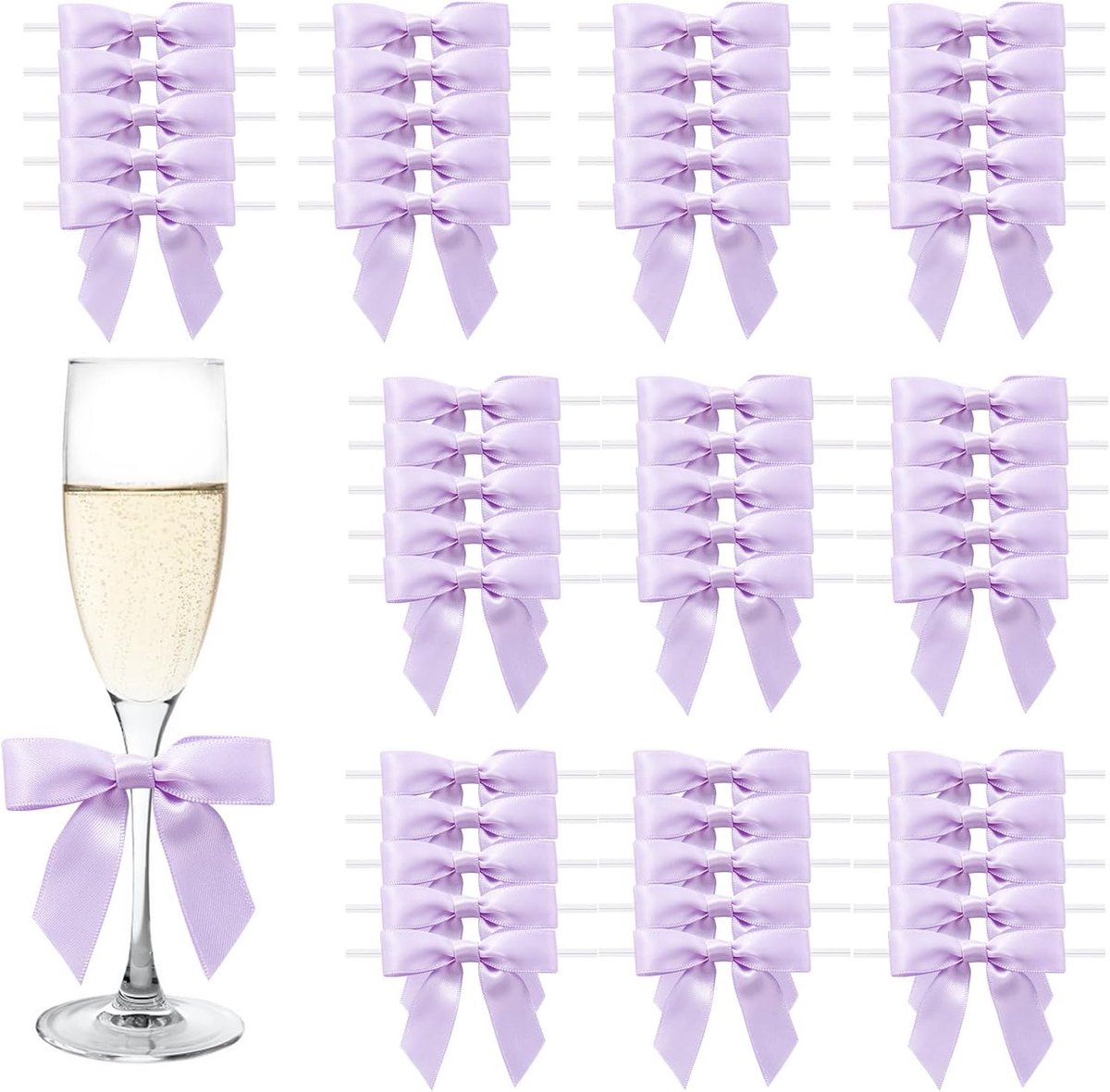SnelShoppen - 50 Stuks Paarse Cadeau Bogen - Luxe Satijn Versiering voor Verjaardag, Bruiloft, Communie en Kerst - 6.3 cm x 5.5 cm - Handgemaakt met T