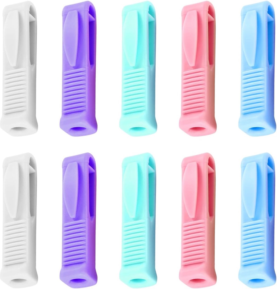 SnelShoppen - Pack van 10 Ampoule Openers, Herbruikbare Plastic Flesopeners voor Glazen Flessen, Kleurenset: Wit, Paars, Groen, Roze, Blauw, Ideaal vo