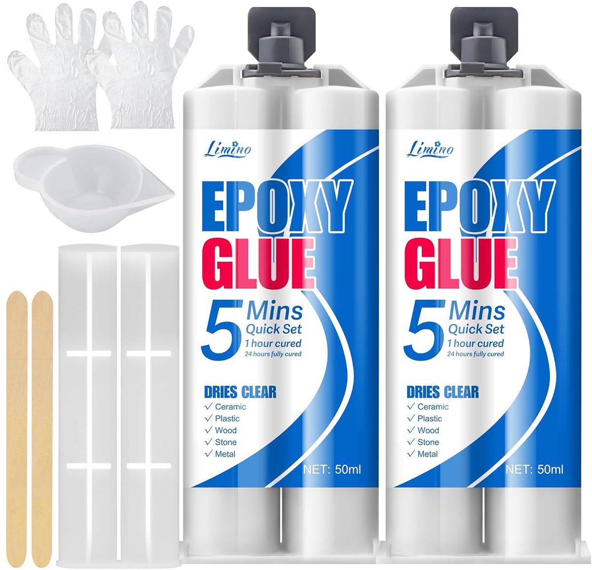 SnelShoppen - Transparante Epoxy Lijm 100 ml - Twee-componenten Lijm voor Tegels, Metaal, Keramiek, Plastic, Hout - Snelle Reparatie in 5 Minuten - St