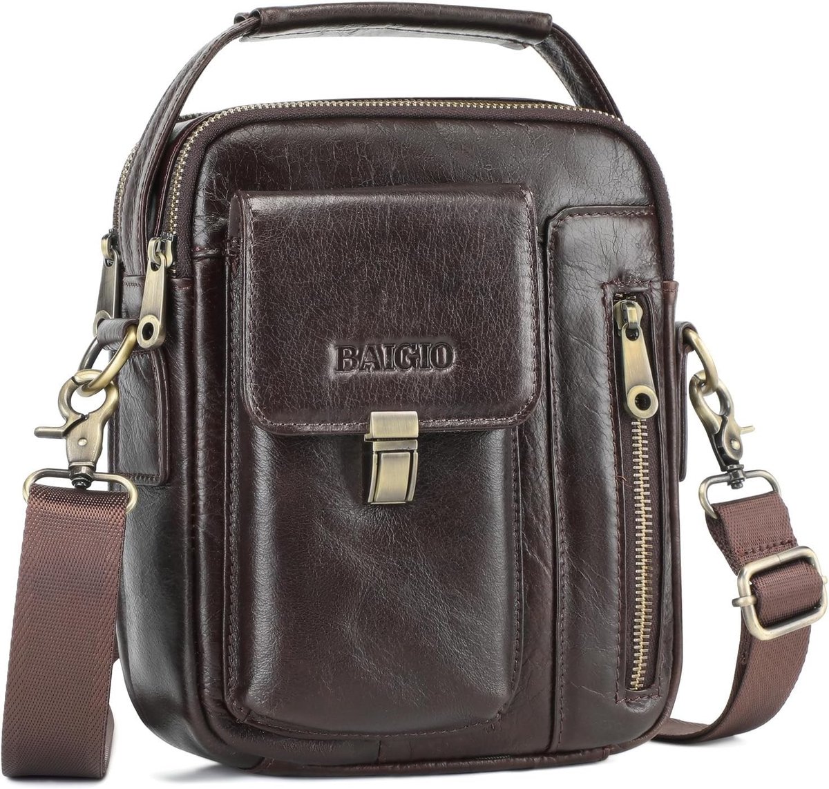 Leren Schoudertas voor Mannen - Vintage Crossbody Tas met Afneembare Riem voor Zakelijk Gebruik en Reizen