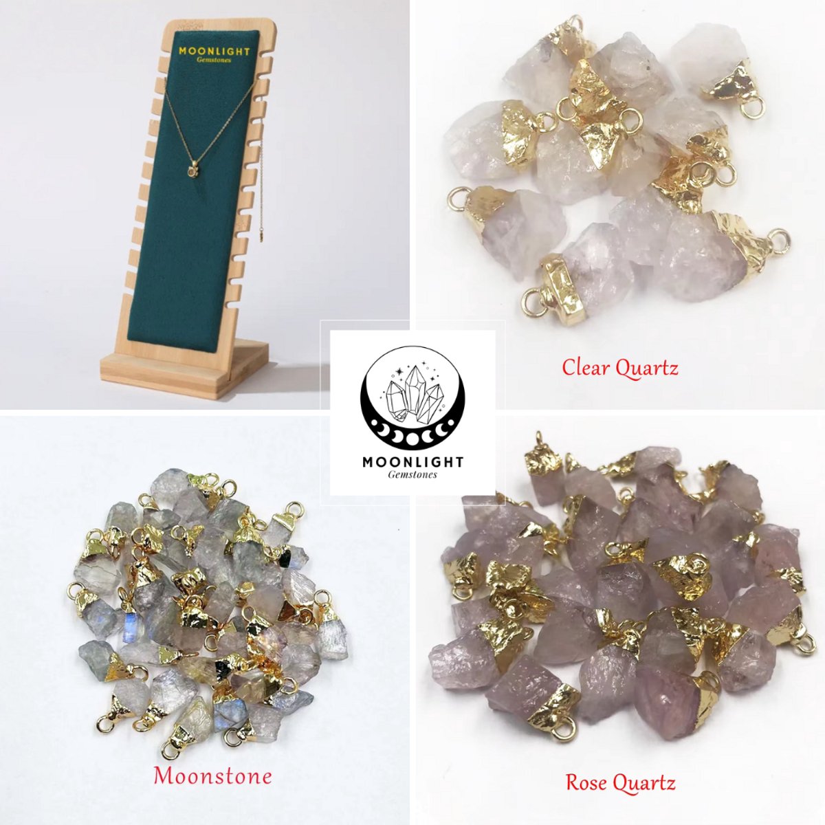 Small Raw Gemstone Pendant (1-1.5cm) Necklace Starterpack + Free Display