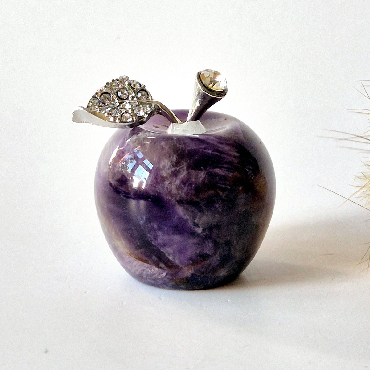 Mini Edelsteen Appel met Strass Steentjes (3x3 cm) - Amethist